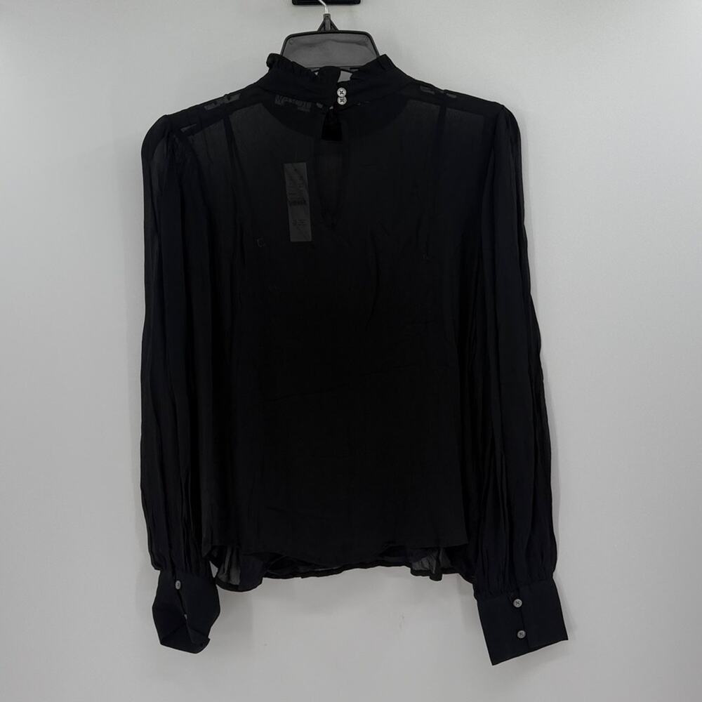 J. Crew Women's Ruffleneck top in chiffon - Black - Small - New with tags - Picture 12 of 12